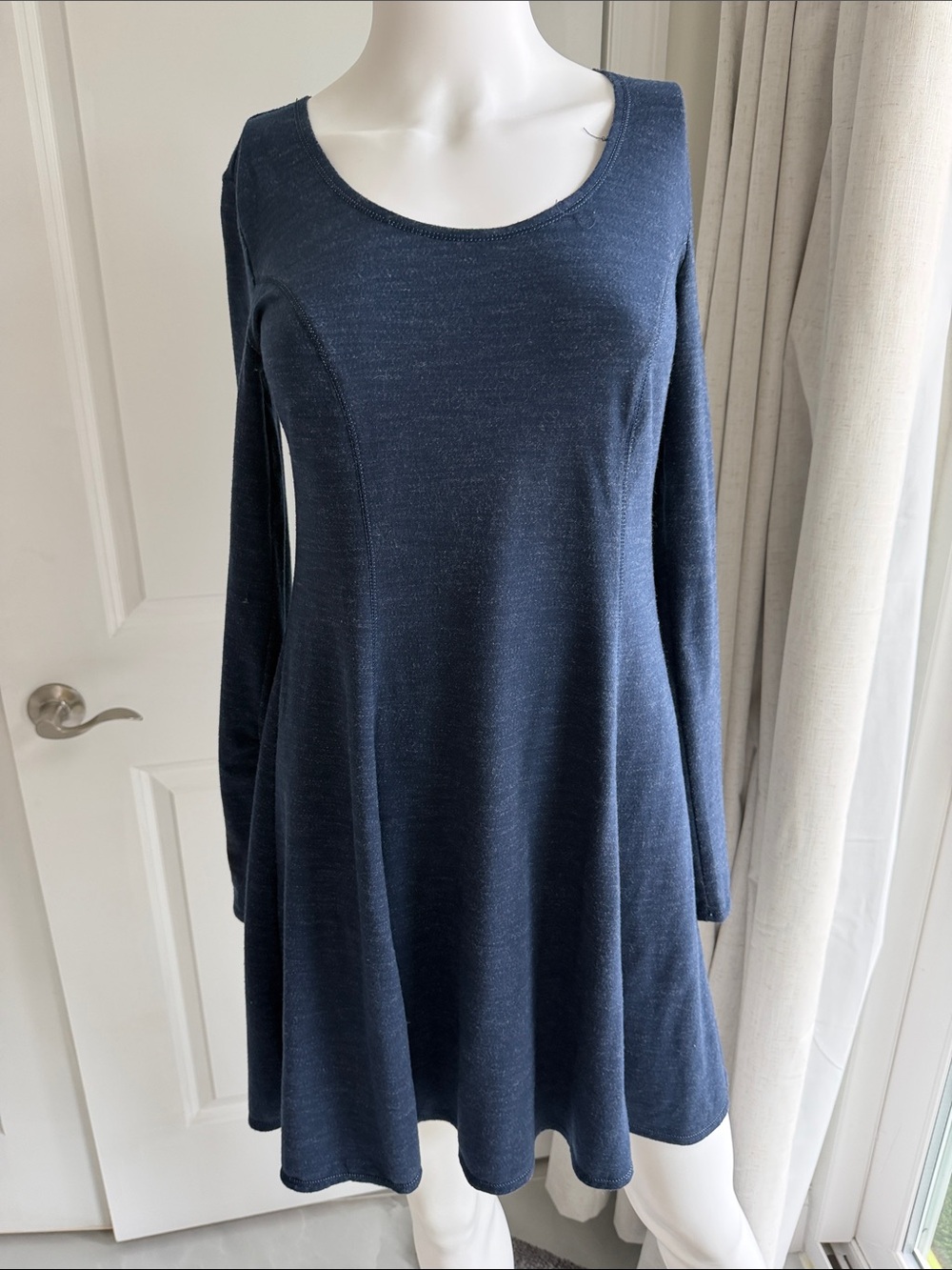 Max Studio (weekend) Navy Long-Sleeve A-Line Dress